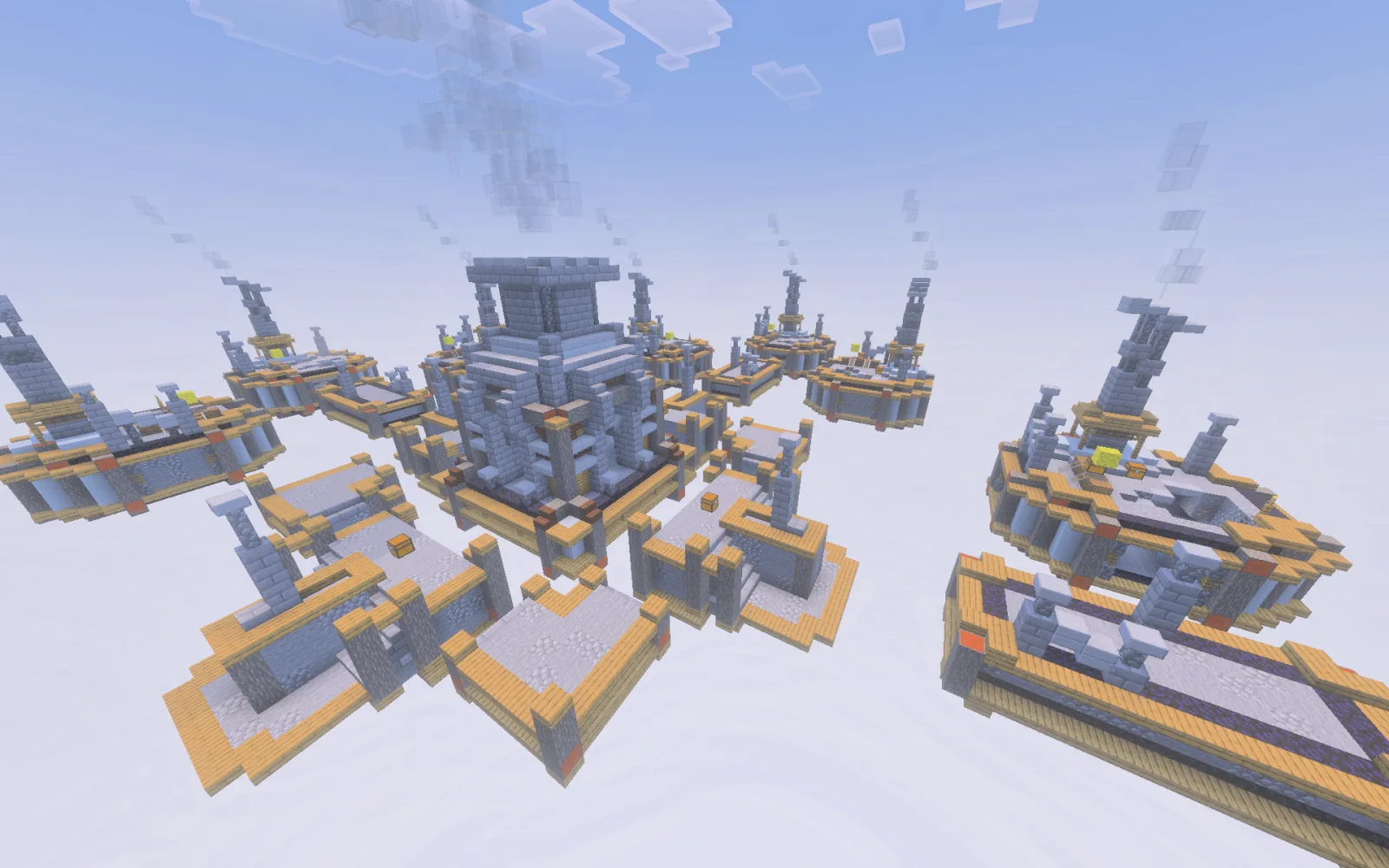 Stone islands with loot chests and glass starting cages on Bonfire